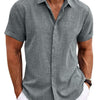 Men's Solid Color Loose Linen Short-sleeved T-shirt