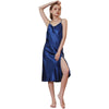 Women's Solid Color Glossy Satin Cross Strap Summer Backless Mid-length Nightdress