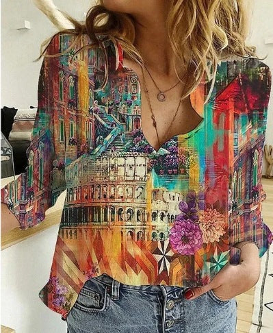 Women's Printed Casual Long Sleeve Shirt