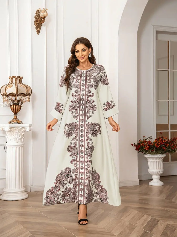 Arab Style Women's Long Robe Printed Dress