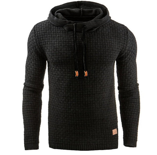 Men's Jacquard Sweater Long-sleeved Hoodie Warm Color Hooded Sweatshirt Jacket