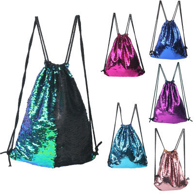 Mermaid sequin sports bag drawstring backpack