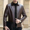 Leather Jacket For Middle-aged Men Leather Clothing With Stand Collar Men Fleece-lined