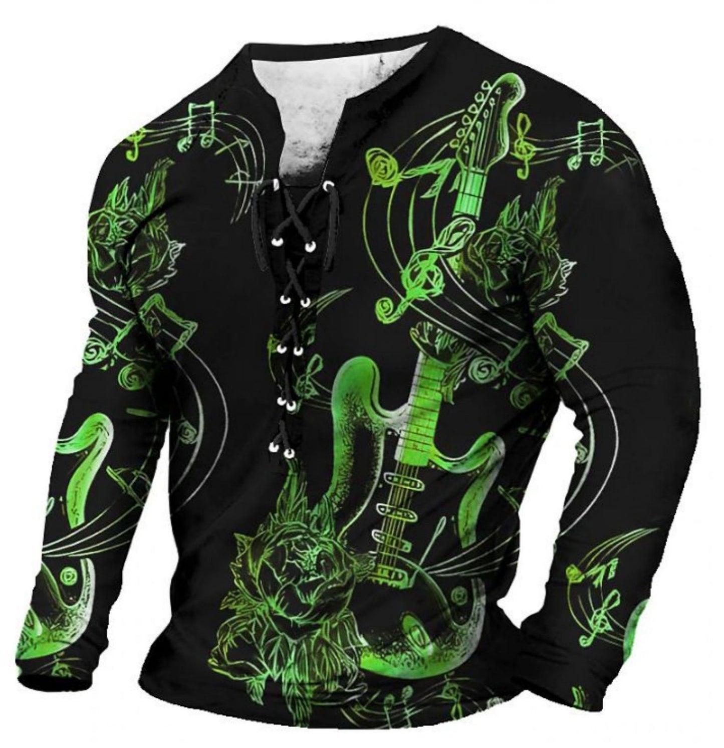 3d European And American Sports Long Sleeve Men's Clothing Print 3D Six-hole Threading Rope