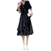 Black Polka Dot Puff Sleeve Short Sleeve Dress Women