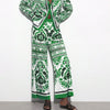 Ethnic Geometric Long Sleeve Shirt Trousers Suit