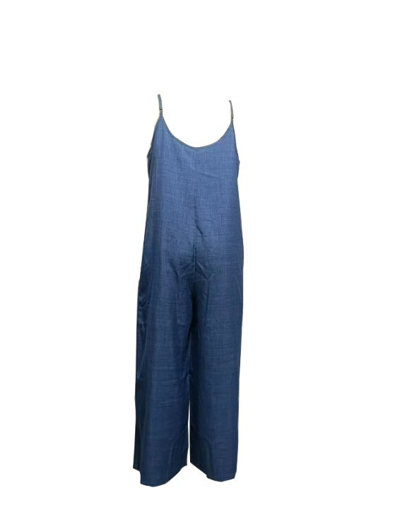 Women's V-neck Solid Color Casual Jumpsuit