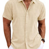 Men's Solid Color Loose Linen Short-sleeved T-shirt