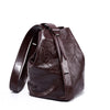 Lazy And Comfortable Pleated Top Layer Cowhide Bucket Bag