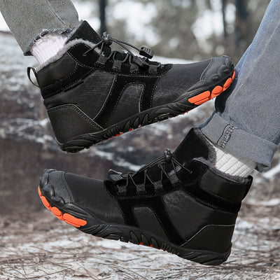 Fleece-lined Water-repellent Five-finger Snow Boots Thermal Non-slip Cotton-padded Shoes