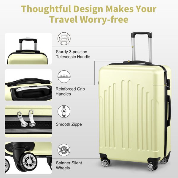 Curved Vertical Pattern Three In One ABS&PC Luggage