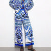 Ethnic Geometric Long Sleeve Shirt Trousers Suit