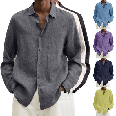 Long Sleeve Lapel Shirt Men's Loose Button Cardigan Sshirt Top Mens Clothing