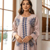 Long Women's Robe, Round Neck And Printed Dress