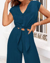 Short Top Wide Leg Pants Suit