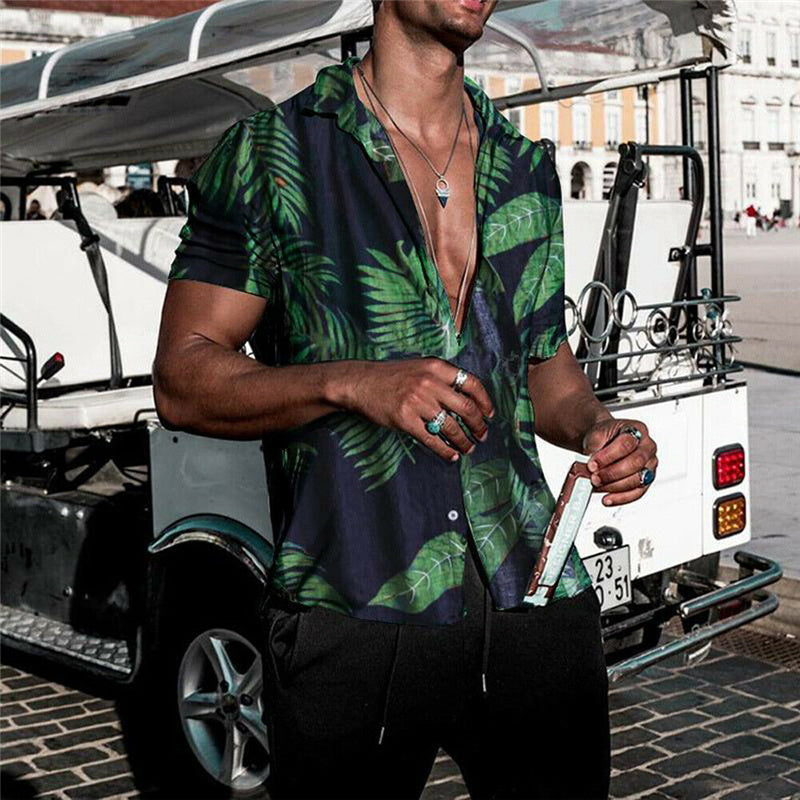 Beach holiday print men's shirt