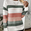 Ladies' Color Block Splicing Casual Style Knitted Sweater Top