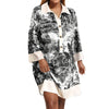 Women's Ink Painting Printing Lapel Half Sleeve Dress