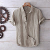 Men's Fashion Solid Color Retro Distressed Linen Shirt