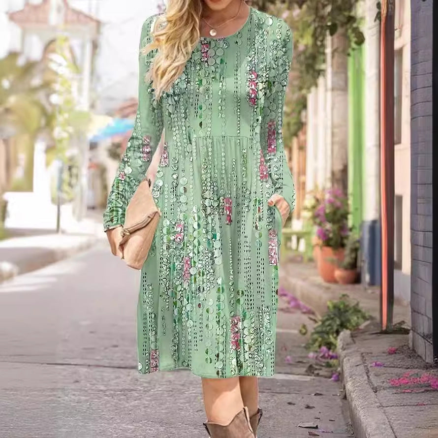 Versatile Mid-length Printed Dress