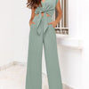 Short Top Wide Leg Pants Suit