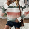 Ladies' Color Block Splicing Casual Style Knitted Sweater Top