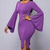 Women's Solid Color Lace Sleeve Casual Hip Hugging Dress