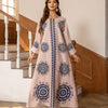 Long Women's Robe, Round Neck And Printed Dress