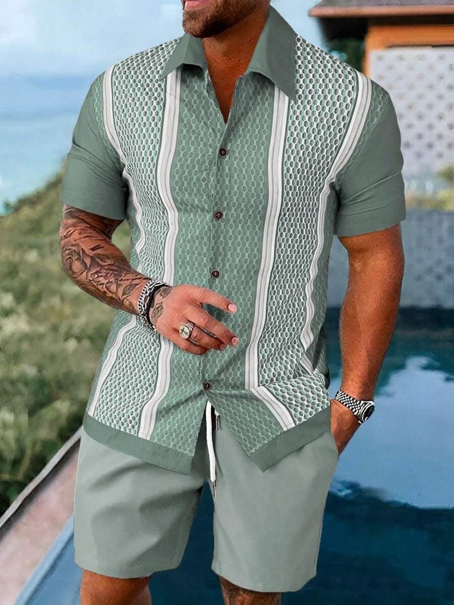 Men's Loose Casual Geometric Short Shirt