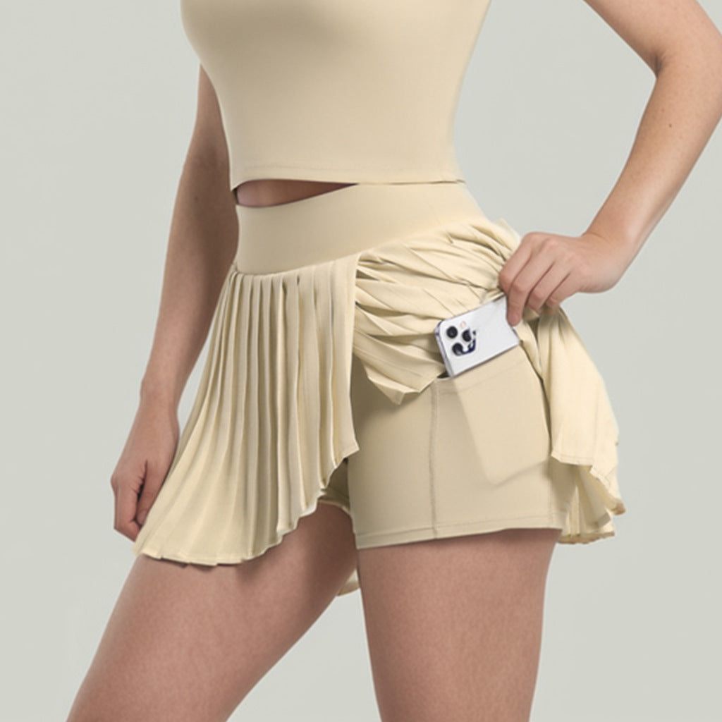 Pleated Tennis Skirt Nude Feel Outdoor Leisure Running Fitness Skirt