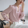 V-neck Shirt Women's Design Acetate Satin Simple Graceful Top