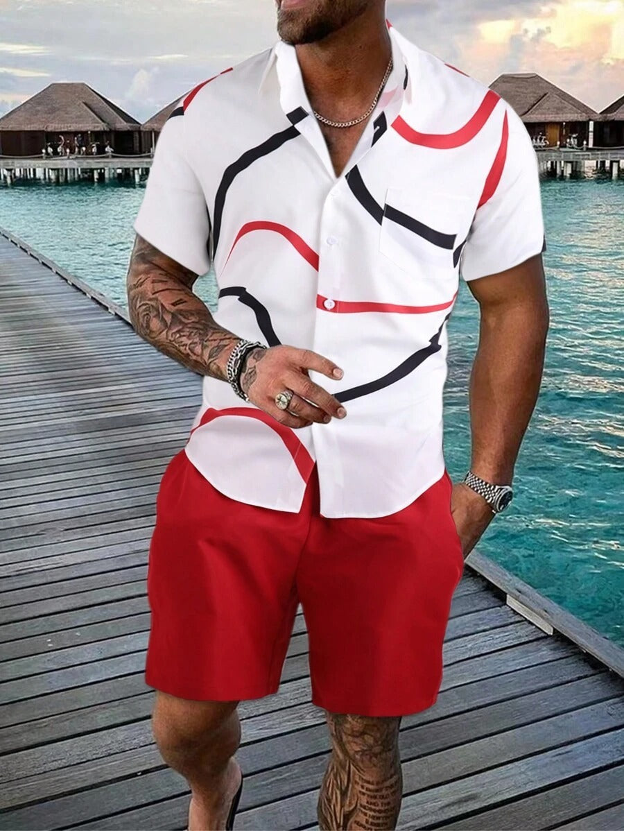 Men's Loose Casual Geometric Short Shirt