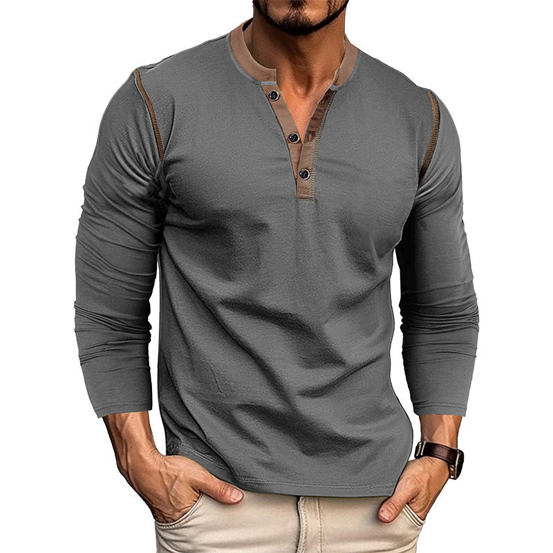 Men's Clothing Autumn And Winter Long Sleeves Henley Shirt