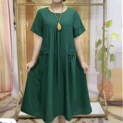 Fashion Leisure Anti-aging Double-sided Solid Color Large Plate Pocket Dress