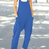 Ladies' Solid Color Button Pocket Design Fashionable Jumpsuit