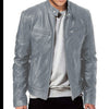 Gentleman's Warm Zipper Cardigan Pocket Decorated Pu Leather Coat