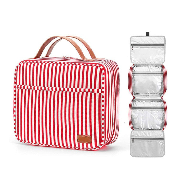 Dry Wet Separation Large Capacity Striped Canvas Travel Toiletry Bag