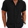 Men's Solid Color Loose Linen Short-sleeved T-shirt