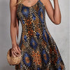 Leopard Print V Neck Cami Dress, Vacation Sleeveless Dress For Spring & Summer, Women's Clothing