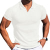 Polo Shirt Lapel V-neck Vertical Striped Short Sleeve Men's T-shirt