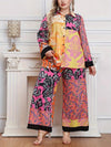 Ethnic Geometric Long Sleeve Shirt Trousers Suit