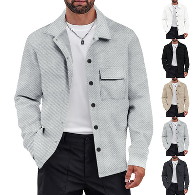 Men's Retro Casual Jacquard Knitted Lapel Shirt Jacket