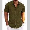 Men's Solid Color Loose Linen Short-sleeved T-shirt