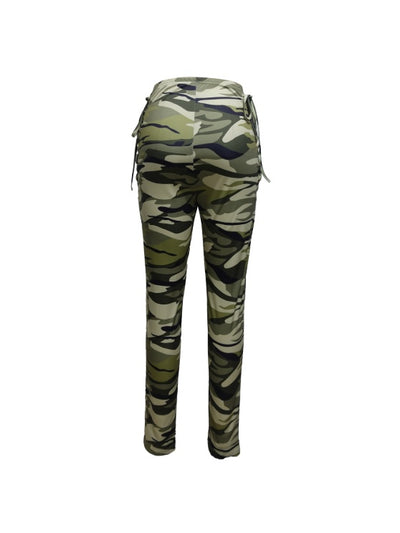 Ladies' Lace Up High Waisted Camouflage Casual Pants