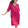 New V-neck Loose Mid-length Dress Women