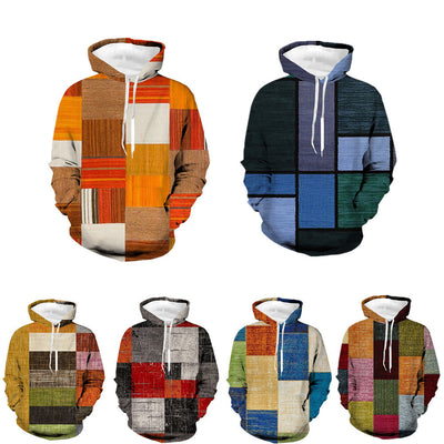 Stitching Pattern 3D Digital Printing Sweater Spring And Autumn Men's Hoodie