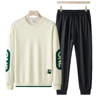 Spring And Autumn New Casual Sweatshirt Trousers Set For Men