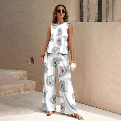 European And American Fashion Nation Geometric Vest Pants Suit