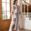 Long Women's Robe, Round Neck And Printed Dress