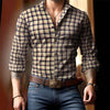 Breathable Volkswagen Casual Versatile Lattice Men's Long Sleeve Shirt